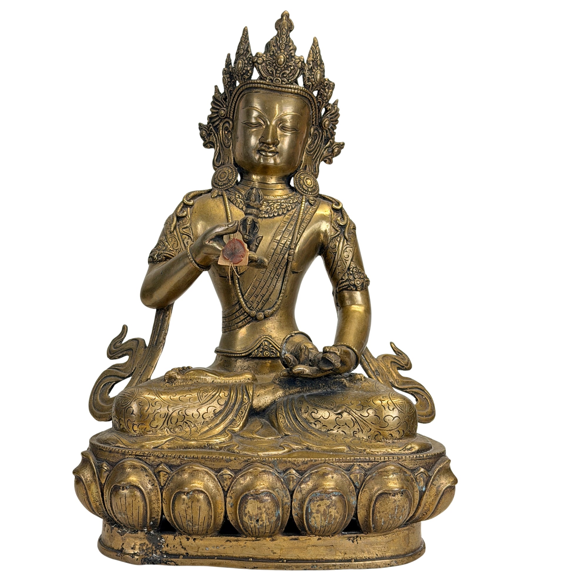 Monumentale Tibetaanse Vajrasattva van vuurverguld brons uit de 19e eeuw