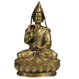 Antieke Vuurvergulde Tibetaanse Gelug Lama – 18e–19e Eeuw – Exportzegel 1962