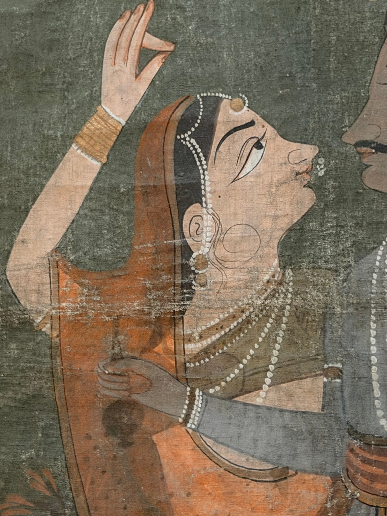 traditioneel indiaas schilderij krishna met vrouwelijke figuren