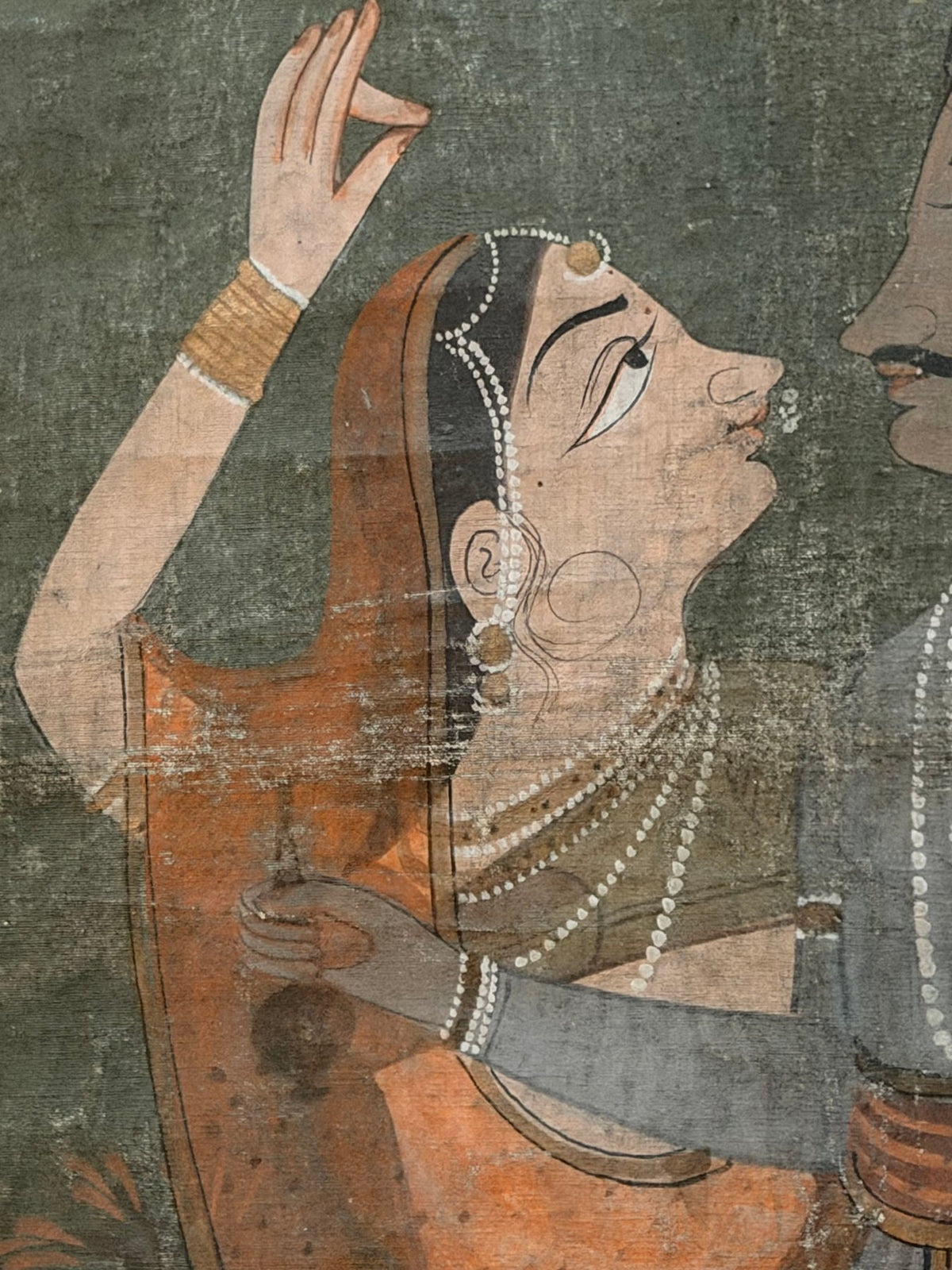 traditioneel indiaas schilderij krishna met vrouwelijke figuren
