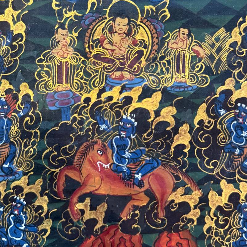 Detail van boeddhafiguur in Vajradhatu mandala thangka