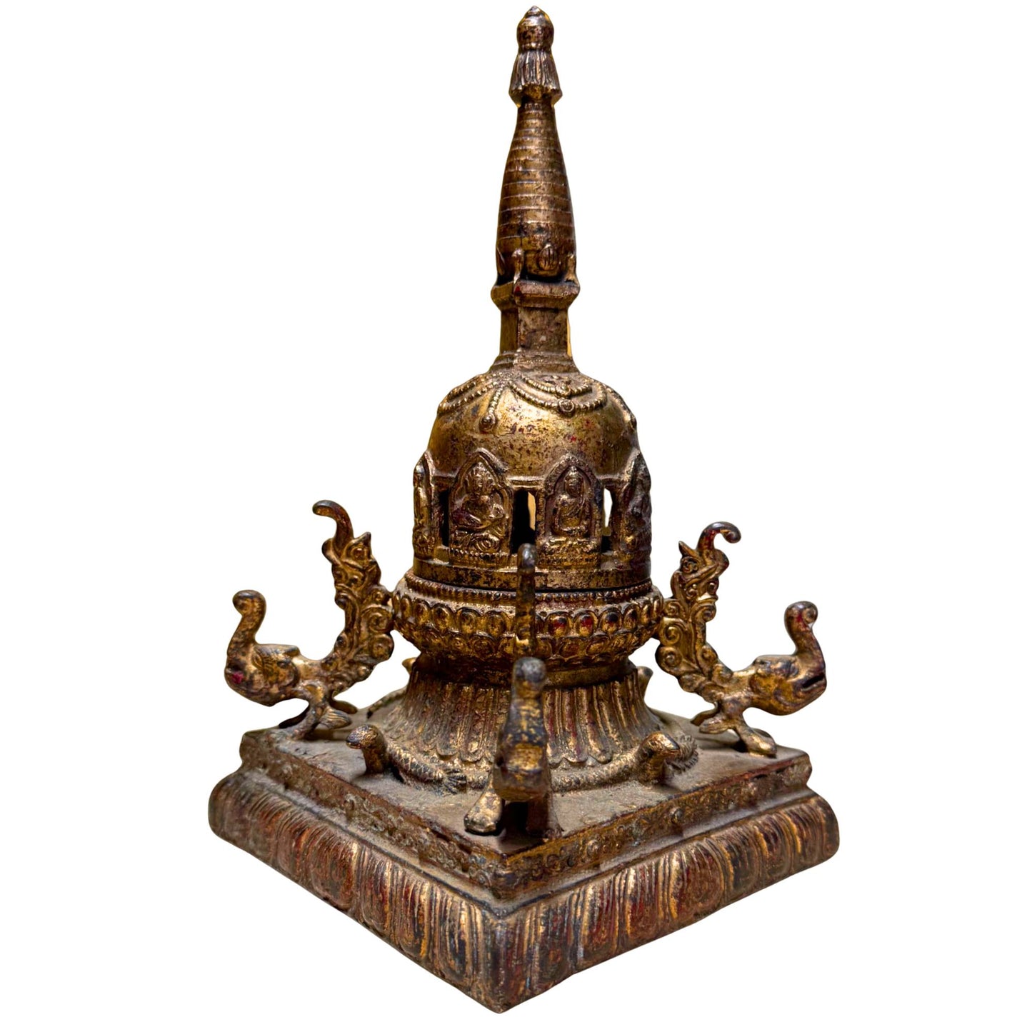 Verguld brons Akshobhya Boeddha Nepalees chaitya stupa audit