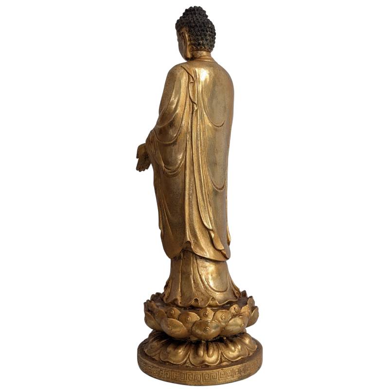 Verguld bronzen Boeddhabeeld uit China, 19e eeuw