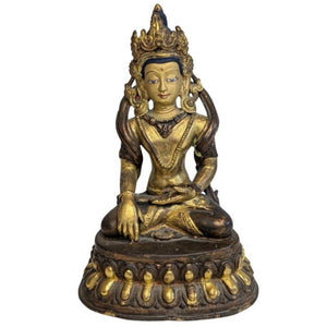 Vergulde bronzen Groene Tara Himalaya beeld (078)
