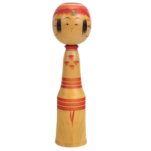 Gesigneerde Japanse Dento Kokeshi Pop – Togatta-stijl door Katsu (25,5 cm)
