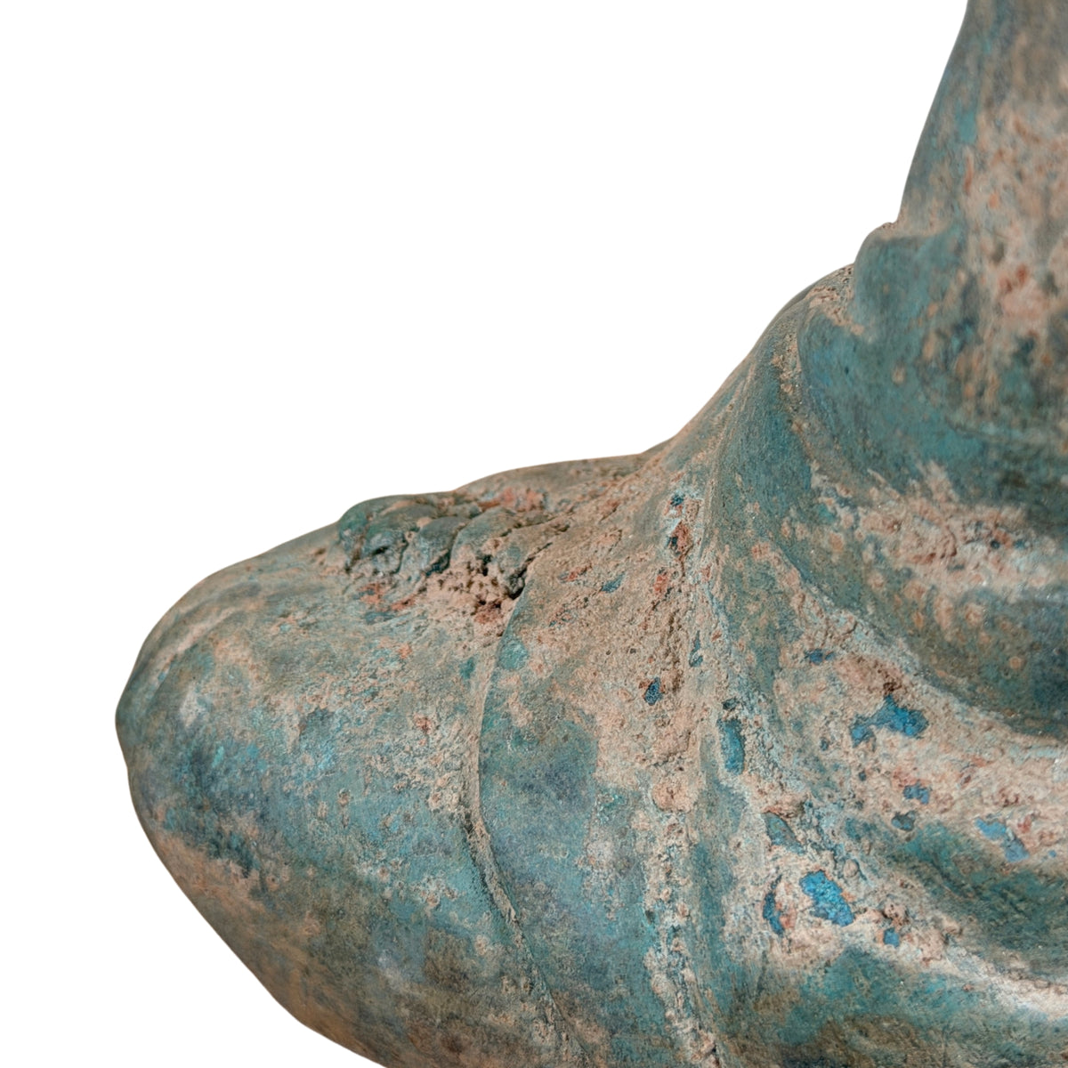Knie en voet met tenen in de lotushouding, detail