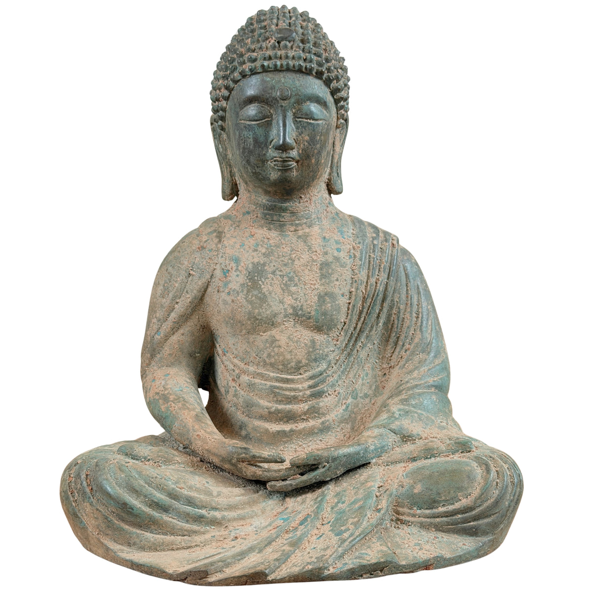 Vintage Japanse bronzen Boeddha in dhyana mudra, midden 20e eeuw, vooraanzicht