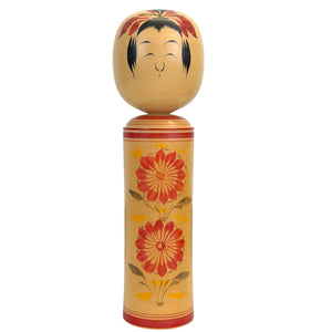 Gesigneerde Japanse Dento Kokeshi Pop – Jinshirō-kei School door Hiroko (26,0 cm / 500g)