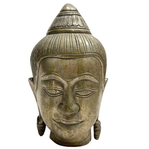 Vintage Thais Bronzen Boeddha-hoofd - Sukhothai Stijl Buste - 19 cm