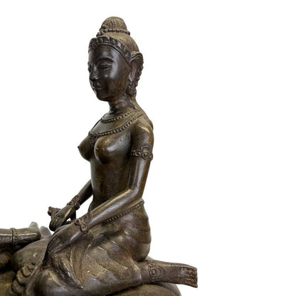 Luxe spirituele woondecoratie Vishnu op slang messing