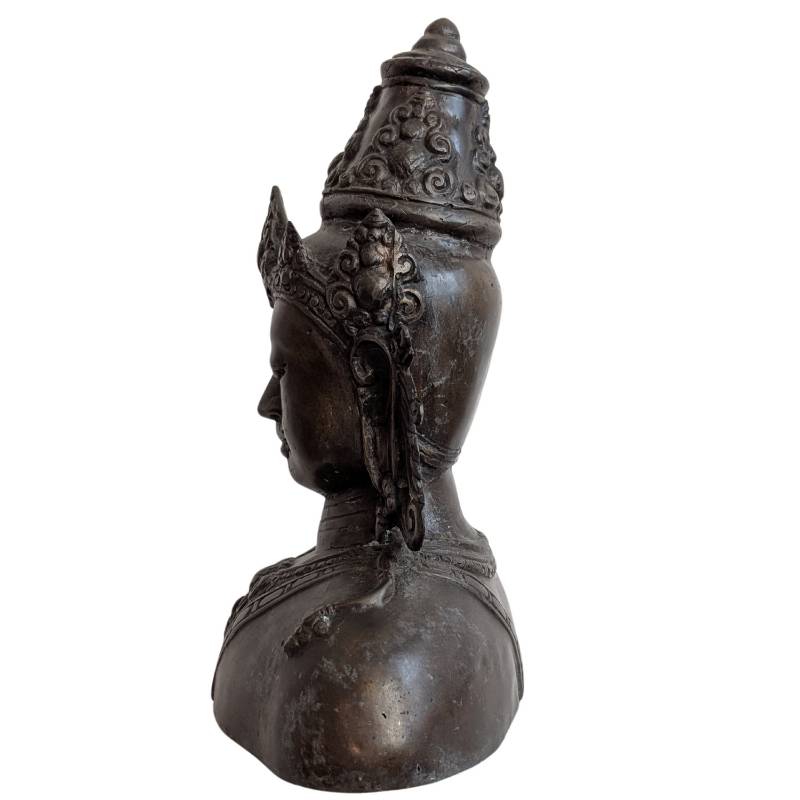 Devotioneel bronzen Vishnu borstbeeld uit Cambodja