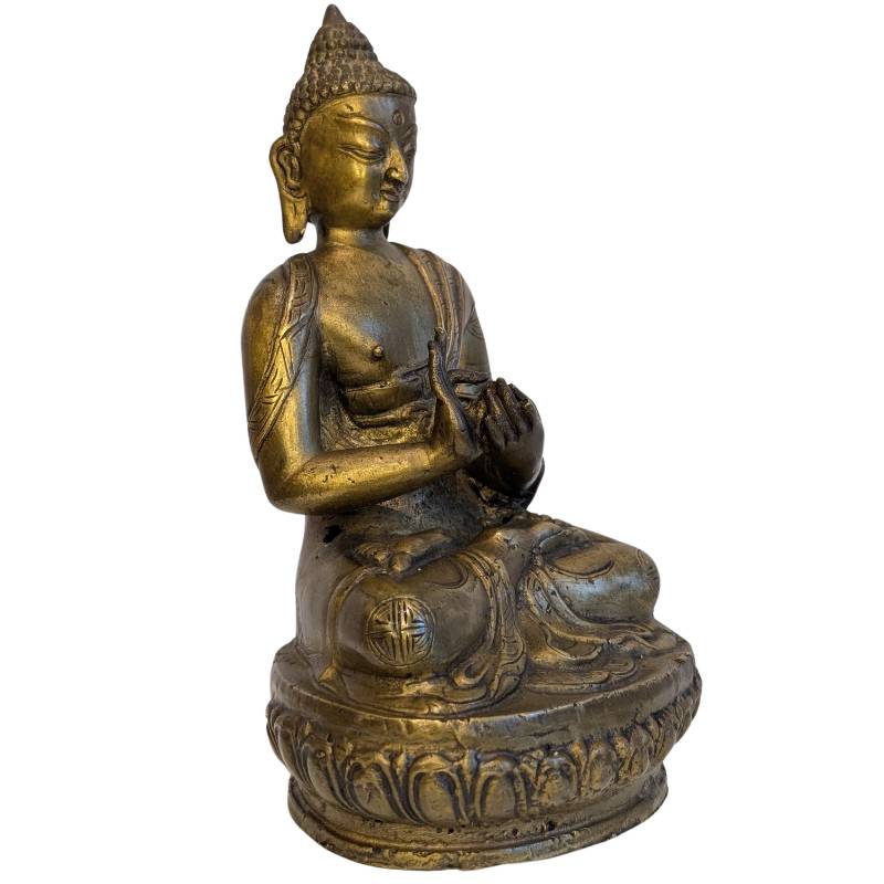 Vuurverguld bronzen Boeddha met dharmachakra mudra