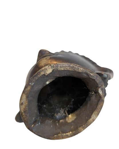 Bronzen Boeddhahoofd met resten van vuurvergulding