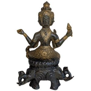 Vuurverguld bronzen Brahma met vier gezichten – India, 18e–19e eeuw