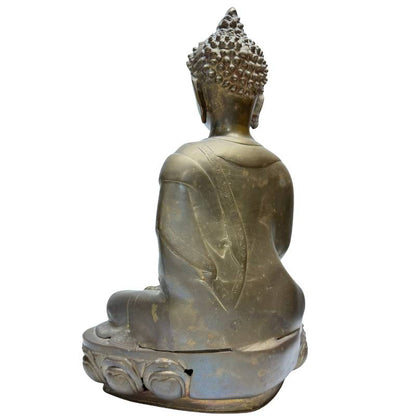 Vuurvergulde meditatie Boeddha uit de Himalaya-regio in brons
