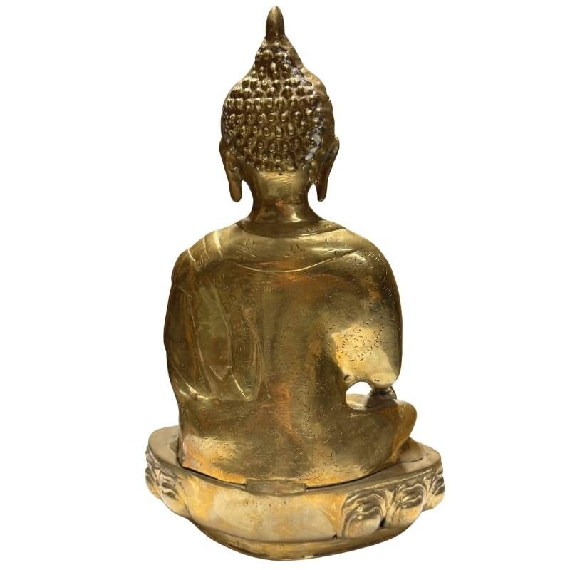 Antieke vuurvergulde boeddha uit de Tibetaanse Himalaya traditie