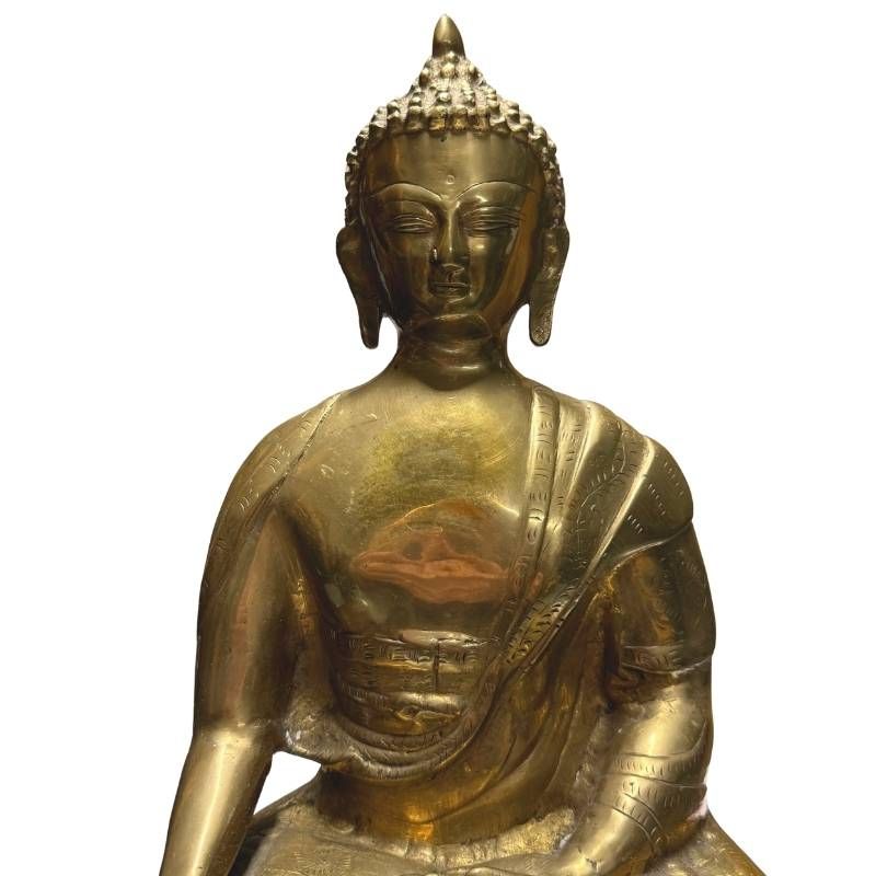 Antieke Tibetaanse vuurvergulde boeddha uit de 18e tot vroege 19e eeuw