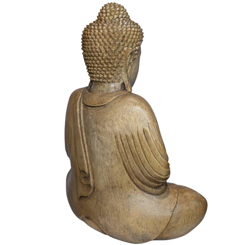 Zittende houten Boeddha uit Zuidoost-Azië 20e eeuw in dhyana mudra